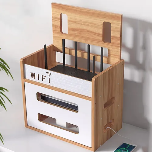 Miniatura 8 de Catekro Caja de almacenamiento para enrutador WiFi, gabinete WiFi para ocultar el enrutador y el módem, caja decorativa para oficina y hogar
