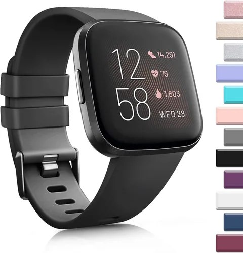 Miniatura 2 de 3 Pack Soft TPU Bands Compatible with Fitbit Versa, Elastomer Replacement Wristband Sports Waterproof Strap for Versa 2 Smart Watch Women Men