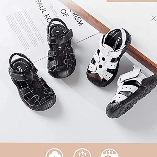 Miniatura 6 de HOBIBEAR Sandalias para niños y niñas, zapatos planos con punta cerrada, zapatos de agua para niños, zapatos de playa de verano (bebéniño pequeño)