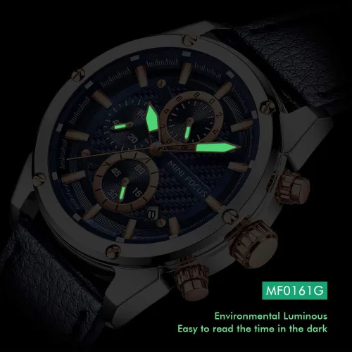 Miniatura 4 de Reloj de pulsera casual para hombre multifuncionalimpermeableluminosocalendario correa de cuero para hombre