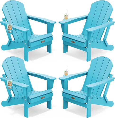 Miniatura 15 de SERWALL - Silla plegable Adirondack para patio, jardín, exterior, resistente a la intemperie, sillas para hoguera, color naranja