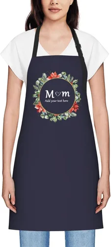 Miniatura 69 de Delantales personalizados para mujer, diseño de delantal de chef ajustable con nombre, textos, fotos, flores, regalos para el día de la madre
