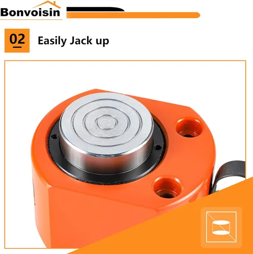 Miniatura 5 de Bonvoisin 20T hidráulico Ram cilindro Jack perfil bajo Porta Power Ram 0.55 "carrera de un solo efecto Mini Jack Ram con bomba de mano hidráulica