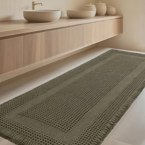 Miniatura 61 de Tapete de baño con diseño de gofre, moderno, bohemio, absorbente, antideslizante, ultrasuave, lavable a máquina, con letra de baño, dormitorio