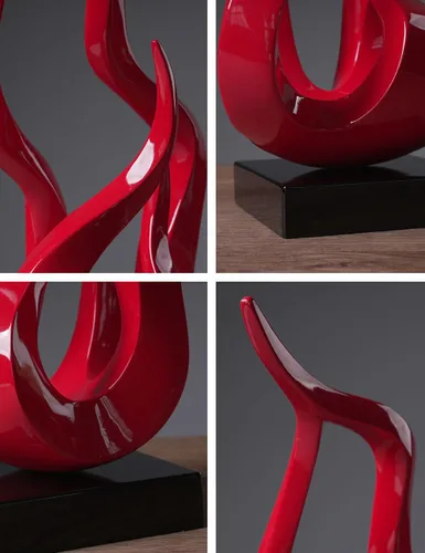 Miniatura 9 de Escultura abstracta decoración de arte moderno regalo estatua de llama sagrada para estantería, mesa, escritorio, oficina, rojo, 16.5 pulgadas