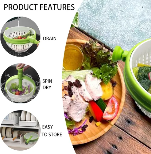 Miniatura 3 de Escurridor de ensalada plegable 3 en 1, colador de ahorro de espacio de 3 cuartos y secadora de verduras, plegable para un fácil almacenamiento
