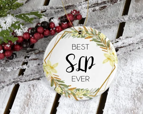 Miniatura 2 de Adorno de Navidad para patólogo del habla y lenguaje, regalo de Navidad para SLP, el mejor SLP del mundo, el mejor SLP de la historia, regalos