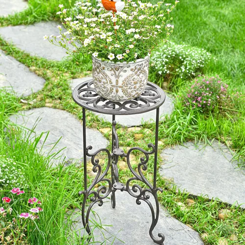 Miniatura 3 de Sungmor - Soporte de hierro fundido resistente para plantas en maceta, estante de metal de 19.3 pulgadas de 1 nivel, soporte decorativo para macetas