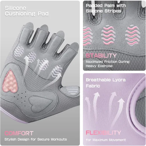 Miniatura 5 de Jaffick Guantes de entrenamiento ligeros para mujer Guantes de fitness transpirables con agarre antideslizante para gimnasio, levantamiento