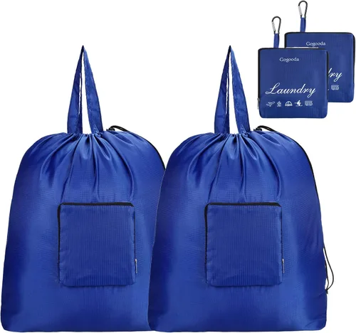 GOGOODA Bolsas de viaje para lavandería con cierre de cordón XL, plegables, con asa, resistentes y lavables, para dormitorio universitario, viajes,