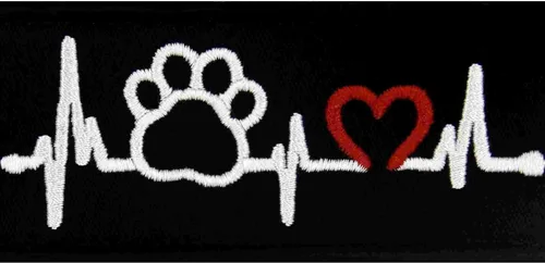 Miniatura 2 de Perro mascota pata con corazón Servicio de electrocardiograma Perro Parche Bordado Chaleco/Arneses Insignia Sujetador Gancho y Bucle Emblema