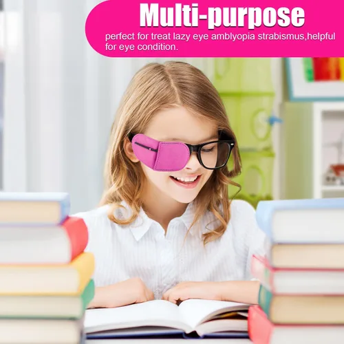 Miniatura 5 de 6 parches para ojos, parches para ojos de gran tamaño, reutilizables, no tejidos, para adultos y niños, ojo perezoso, ambliopía, estrabismo (rosa)