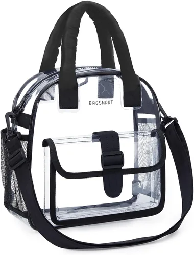 BAGSMART Bolso Transparente para Eventos en Estadios 12 x 6 x 12, Bolso Bandolera Transparente para Mujeres para Viajes, Festival