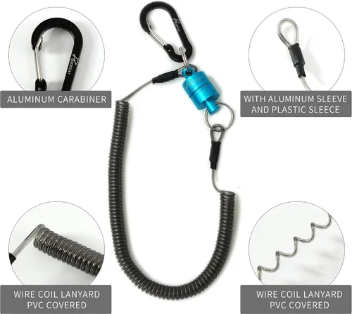 Miniatura 4 de GOODCAT Strongest Magnetic Fly Fishing Net Release - Retractable Coiled Lanyard with Carabiner, Magnet Keychain Clip Retractor