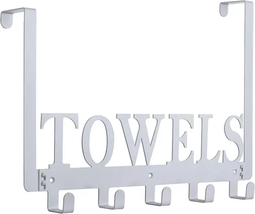 Kuhome Toallero de ganchos para colgar sobre la puerta, para baño/dormitorio/cocina/piscina, para colgar toallas de playa/batas de baño, para Gris