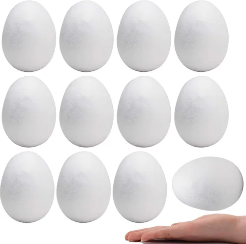Crafare Huevos de espuma blancos de 3.75 pulgadas suaves para primavera, Pascua, Navidad, vacaciones, manualidades, adornos, manualidades,