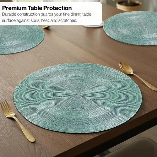 Miniatura 7 de Manteles individuales de 13 pulgadas con cuentas redondas para mesa de comedor - Manteles decorativos con cuentas de vidrio y respaldo de algodón