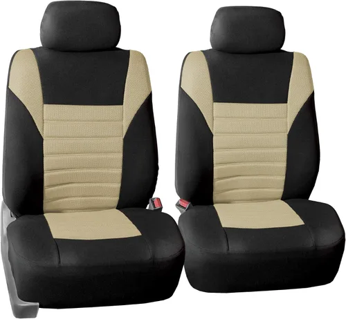 TLH - Fundas de asiento de tela de malla de aire 3D color beige, ajuste universal para coches, camiones, SUV - Solo para asientos delanteros,