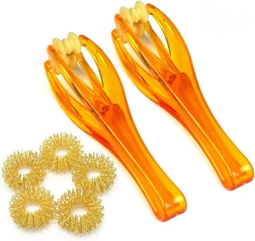 eyxformula Rodillo masajeador de 2 dedos y 5 anillos de acupresión, alivio del dolor de artritis y herramienta de terapia de dedos gatillo -