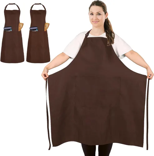 Miniatura 13 de 2 delantales de chef de talla grande, delantal profesional unisex con 2 bolsillos para cocinar, trabajar, hornear (tamaño más grande)