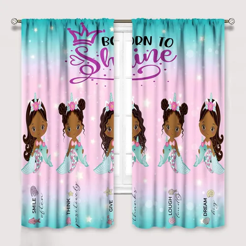 Miniatura 11 de YCness Cortinas afroamericanas para niños, tratamientos de ventana de niña negra afro para dormitorio, lindas cortinas de bailarina bailarina rosa