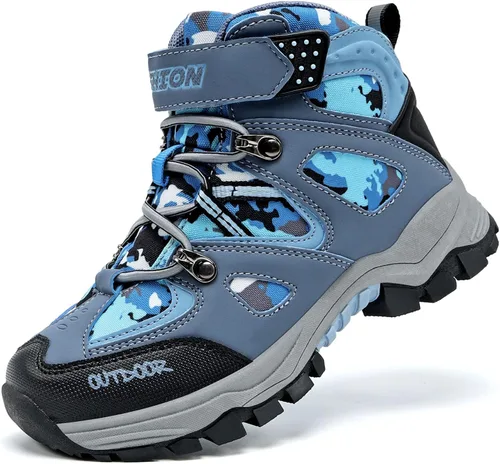 Botas de nieve impermeables antideslizantes para niños, botas de senderismo al aire libre, botas de invierno cálidas para niños y niñas grandes y