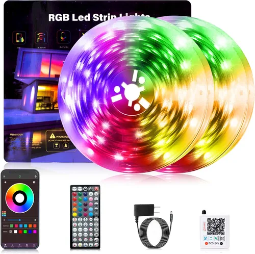 Miniatura 5 de NBBUFF - Luces LED para dormitorio de 300 pies (2 rollos de 150 pies), tira de luces LED RGB con sincronización de música y cambio de color, control