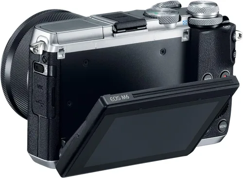 Miniatura 3 de Canon Cámara digital sin espejo EOS M6 con lente de 0.591-1.772 in (plateado) sensor APS-C de 24.2 MP, AF de doble píxel y video Full HD Cámara