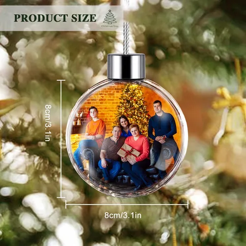 Miniatura 4 de DXDOING Adornos de Navidad personalizados 2024, bola de fotos personalizada, adornos de imagen de doble diapositiva para decoración, regalos