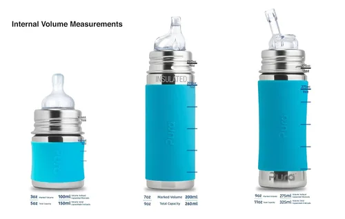 Miniatura 3 de Pura Kiki Botella térmica de acero inoxidable con manga de 9 oz/260 ml con boquilla de silicona de grado médico de flujo rápido certificado