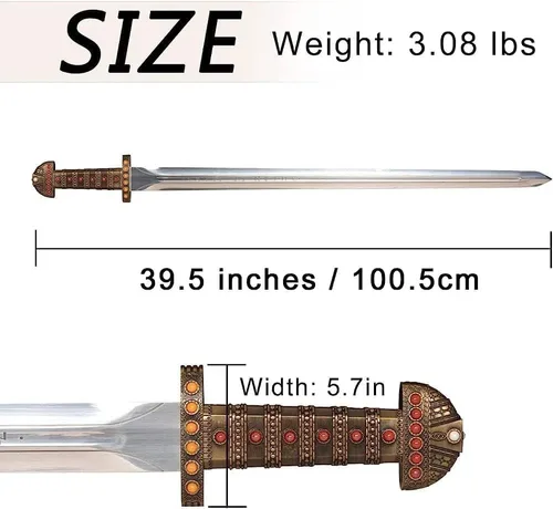 Miniatura 7 de Forest Hunting Espada Viking de Ragnar Lothbrok - Real de Reyes/Ragnar - Espada de Hierro de Bjorn - Espada Viking Real Hecha a Mano del Rey