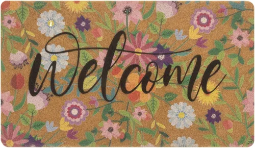 Felpudos de Bienvenida de Primavera Florales de Fibra de Coco - 30"x17" Antideslizantes Grandes para Interiores Coloridos Felpudo de Bienvenida para