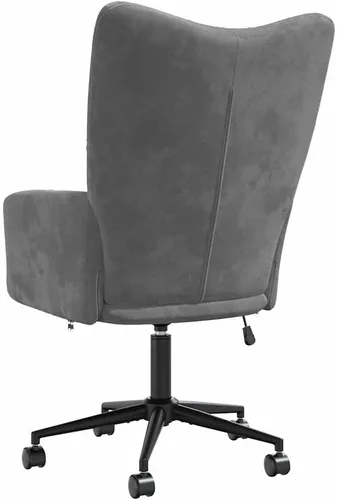 Miniatura 6 de Velvet Swivel Office Chair, Charcoal Grey Adjustable Height Desk Chair with Padded Arms, Comfortable Home Work Chair for Small Spaces, Sturdy Metal