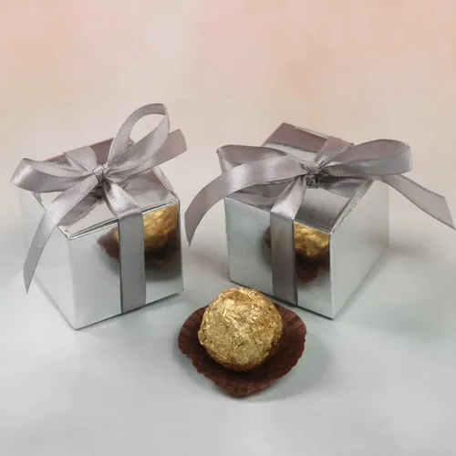 Miniatura 4 de COTOPHER 100 cajas de regalo pequeñas, cajas de regalo de 2 x 2 x 2 pulgadas, cajas de regalo de papel con cintas, caja de dulces para regalos