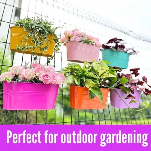 Miniatura 3 de LaLaGreen - Maceta colgante para exteriores (11.2 pulgadas, paquete de 6) rosa claro, morado claro, turquesa, rosa neón, amarillo, naranja, caja