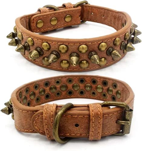 Miniatura 5 de Collares de piel sintética ajustable con remaches y tachuelas de hongos para gatos, cachorros, perros