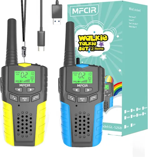 Walkie Talkies para niños, recargable, paquete de 2, 3 millas de largo alcance, 22 canales, radio de 2 vías, mini wakey takey, cumpleaños, juguetes