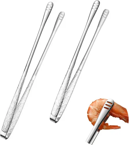 Miniatura 5 de 2 pinzas de barbacoa (11 pulgadas y 9.45 pulgadas) – Herramientas coreanas para barbacoa y parrilla, pinzas de cocina, acero inoxidable resistente