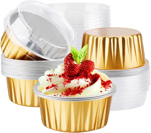 Miniatura 41 de EUSOAR Forros para cupcakes para hornear, 50 forros para magdalenas de 5 onzas, moldes de papel de aluminio desechables, recipientes de postre, 5