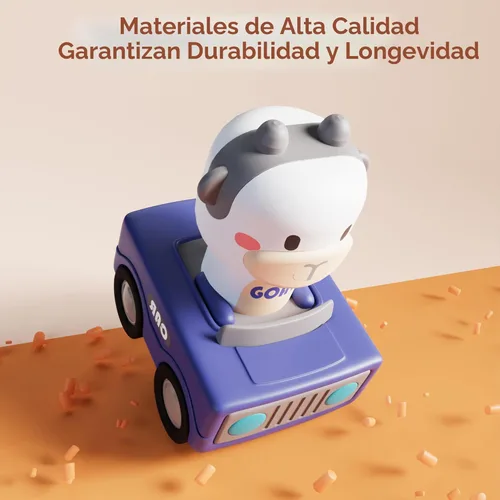Miniatura 4 de iPlay, iLearn Coches de juguete a presión para niños pequeños de 1 a 3 años, coches de carreras de animales para bebés, juego de vehículos de juego
