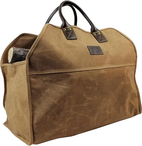 Miniatura 13 de INNO STAGE - Bolsa de lona encerada resistente para leña, tamaño grande, bolsa de almacenamiento para accesorios de chimenea y estufa de madera