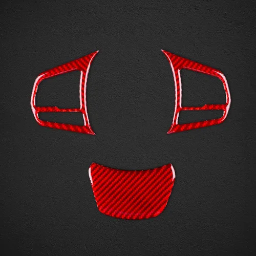 Miniatura 7 de AIRSPEED Adhesivo decorativo para volante de automóvil, marco de botón de fibra de carbono, para Toyota Supra GR A90 A91 MK5 2019-2022, rojo