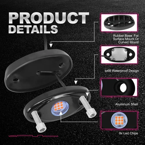 Miniatura 5 de 12 cápsulas de luces LED moradas de neón para auto, camión, ATV, SUV, luz trasera para vehículos