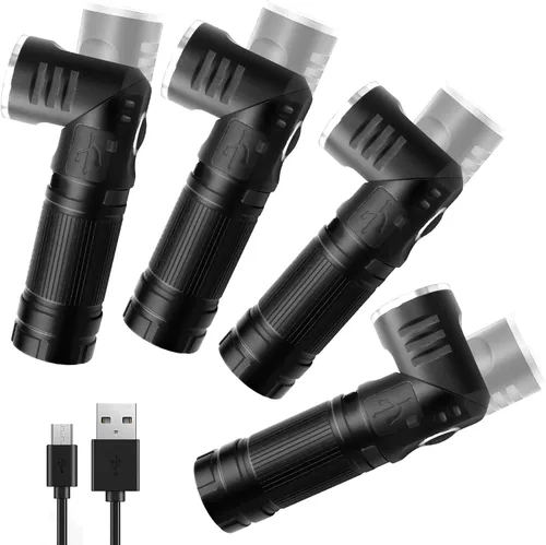 Miniatura 10 de HAUTMEC Linternas recargables de 1400 lúmenes, linterna LED EDC con linterna de 90 grados, cabeza giratoria, 5 modos, linterna de bolsillo, base