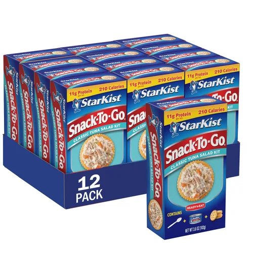 StarKist Snack-To-Go Ready to Eat Meals Kit de ensalada de atún, 3.6 onzas (paquete de 12) Ensalada clásica de atún con galletas saladas.