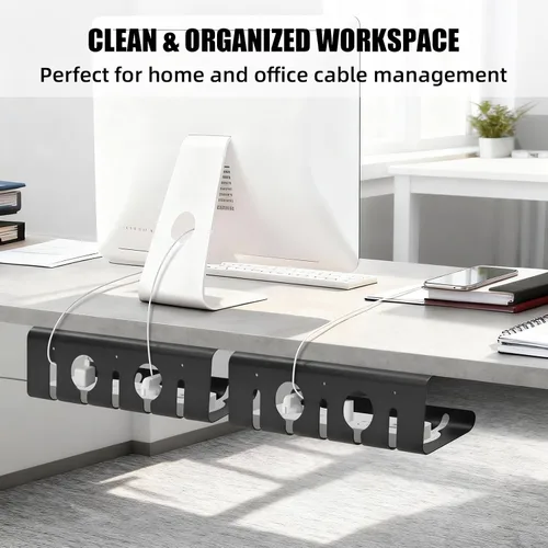 Miniatura 8 de Bandeja de organización de cables debajo del escritorio, 16.5 pulgadas de largo x 4.7 pulgadas de ancho x 4.3 pulgadas de alto, paquete de 2