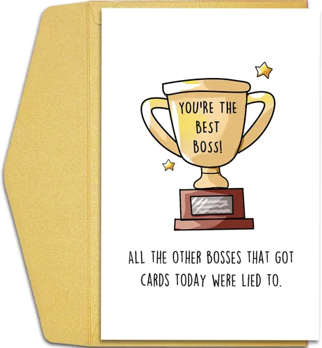 Qiliji Divertida tarjeta del día del jefe para jefes, tarjeta feliz del día del jefe para hombres y mujeres, regalo humorístico del día de los jefes