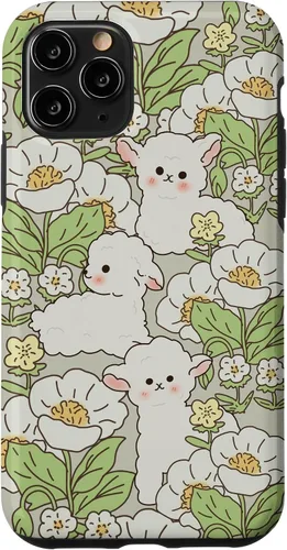 Miniatura 26 de Funda para iPhone 11 Pro Max con diseño de margaritas y cordero, flores de granjero