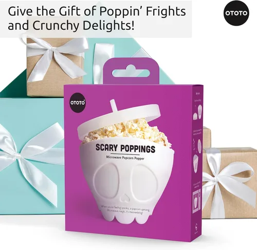 Miniatura 7 de OTOTO Nuevo Scary Poppings Palomitero para Microondas - Palomitero Gótico para Microondas, Palomitas de Silicona para Microondas, Cuencos Plegables