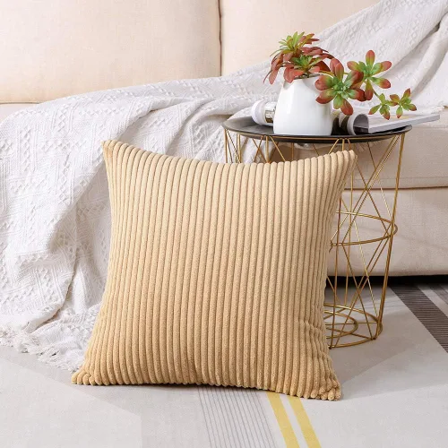 Miniatura 106 de Artscope Fundas de Almohada de Pana a Rayas Acogedoras Súper Suaves Decorativas Cuadradas Fundas de Cojín para Sofá Sillón Dormitorio Decoración